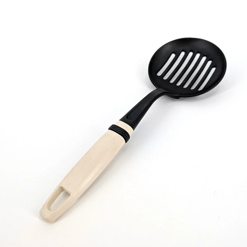 Vintage Slotted Skimmer Spoon Black Nylon Cream Handle Kitchen Tool 11
